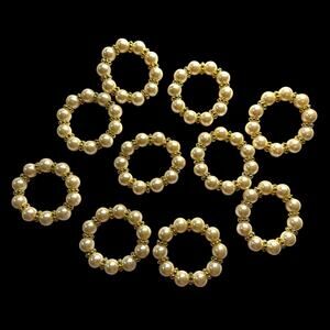 Faux Pearl And Gold Tone Spacer Napkin Rings Set Of 10